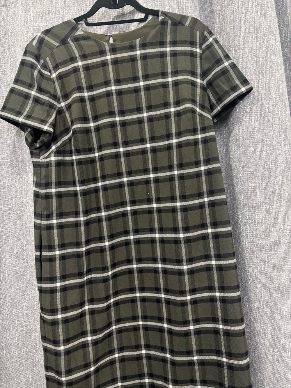 Banana Republic Olive and Black Plaid Midi Dress